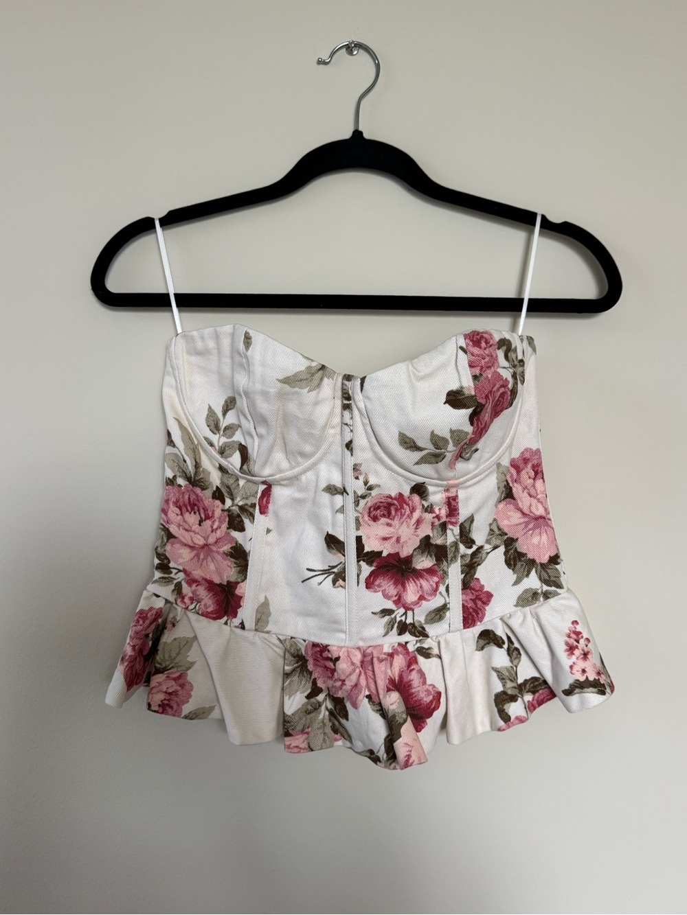 VICI Floral Peplum Bustier Top - Pink Rose